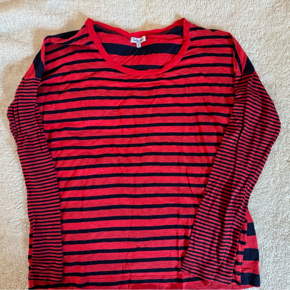 Splendid Red and Navy Striped Long Sleeve Tee